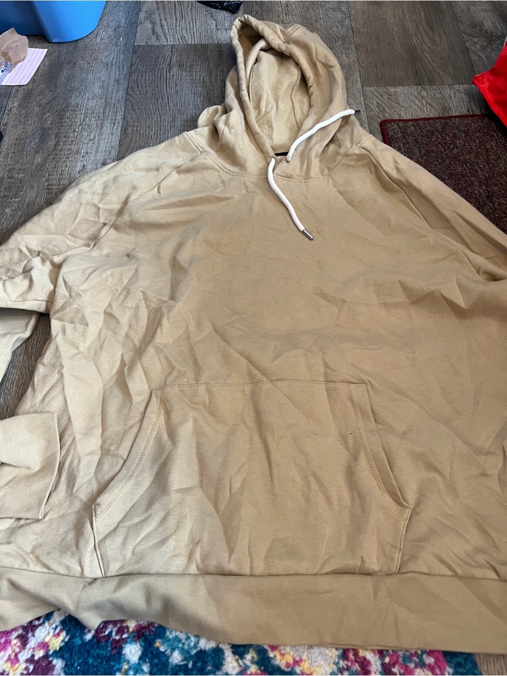 Zelos Men's Tan Hoodie Sweatshirt with Drawstring